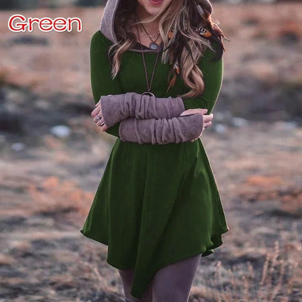 A-Line Flare Hoodie Dress
