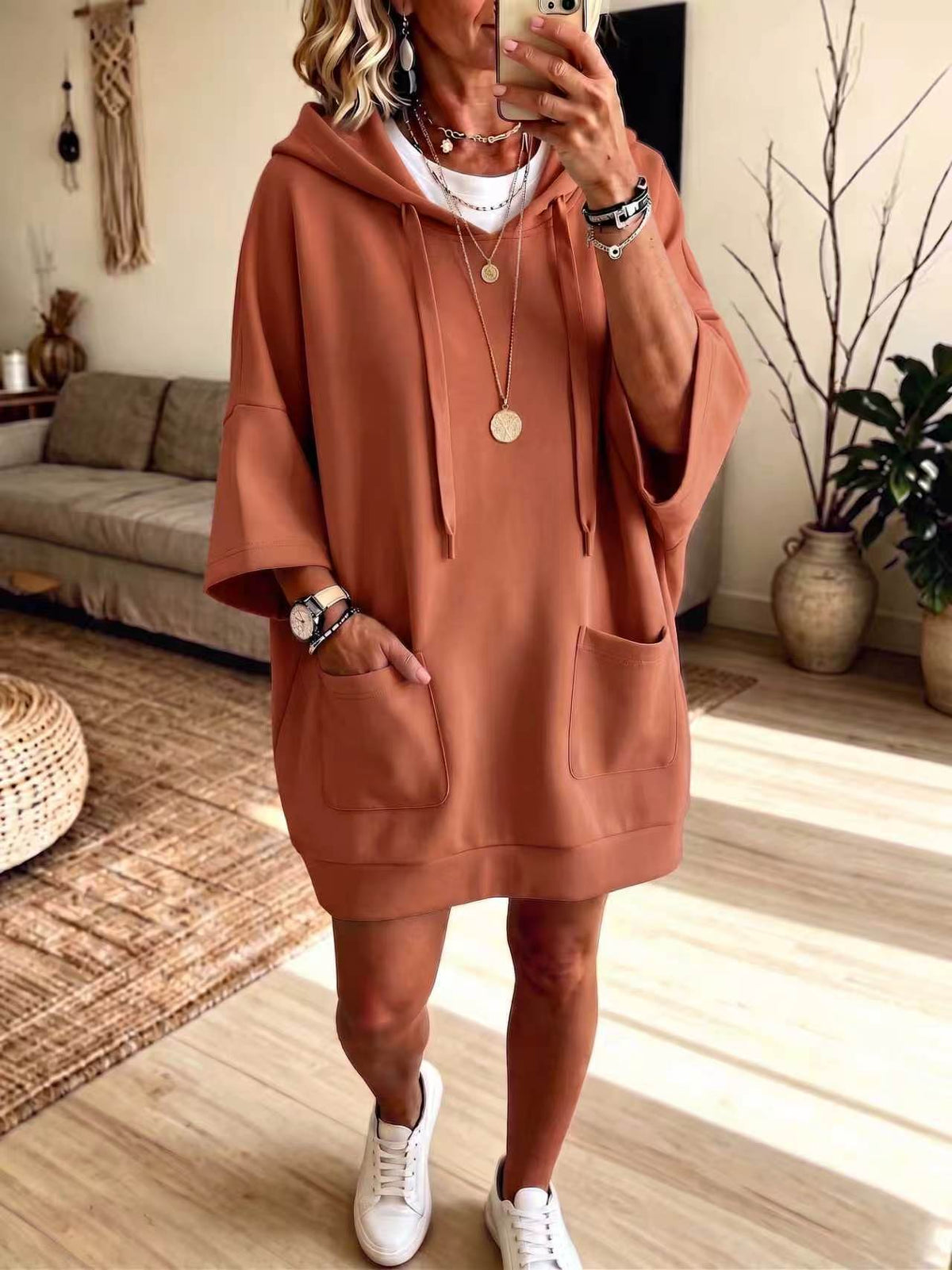 Oversized Pocket Hoodie Dress