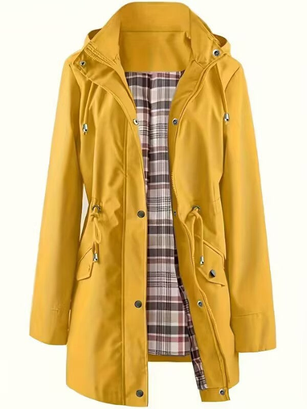 Plaid-Lined Windbreaker Coat