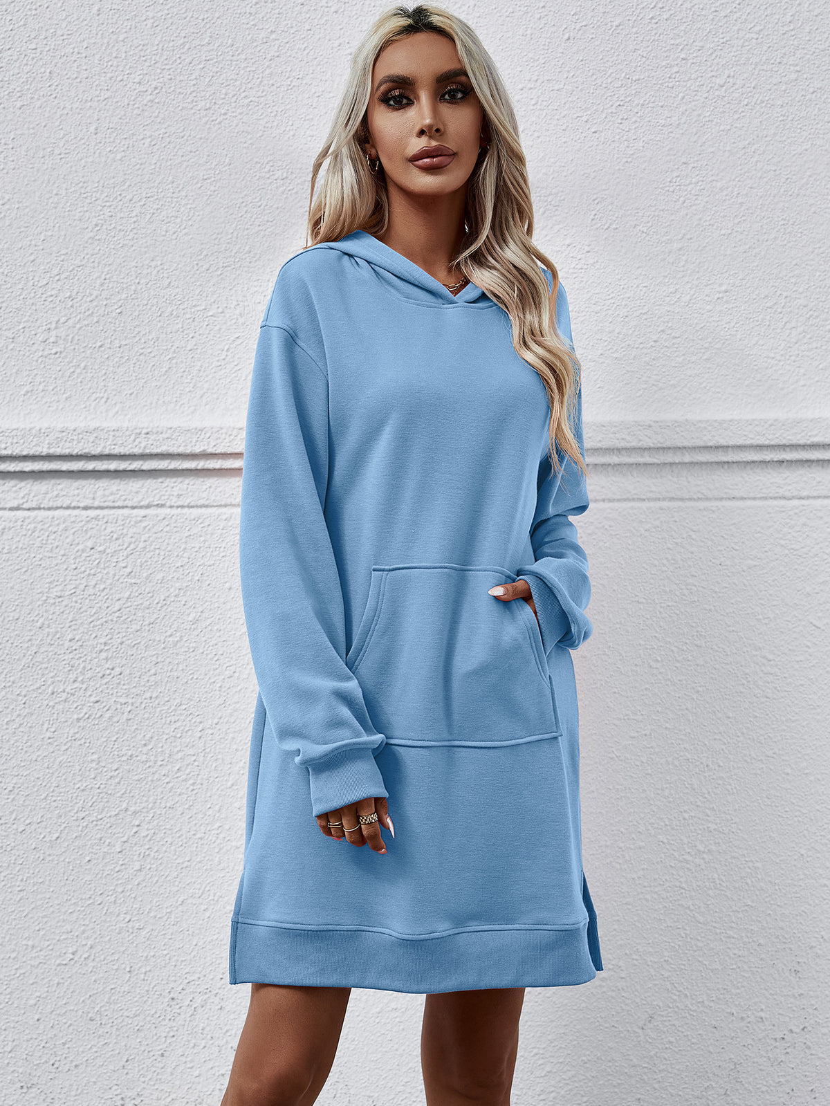 Side Slit Hoodie Dress