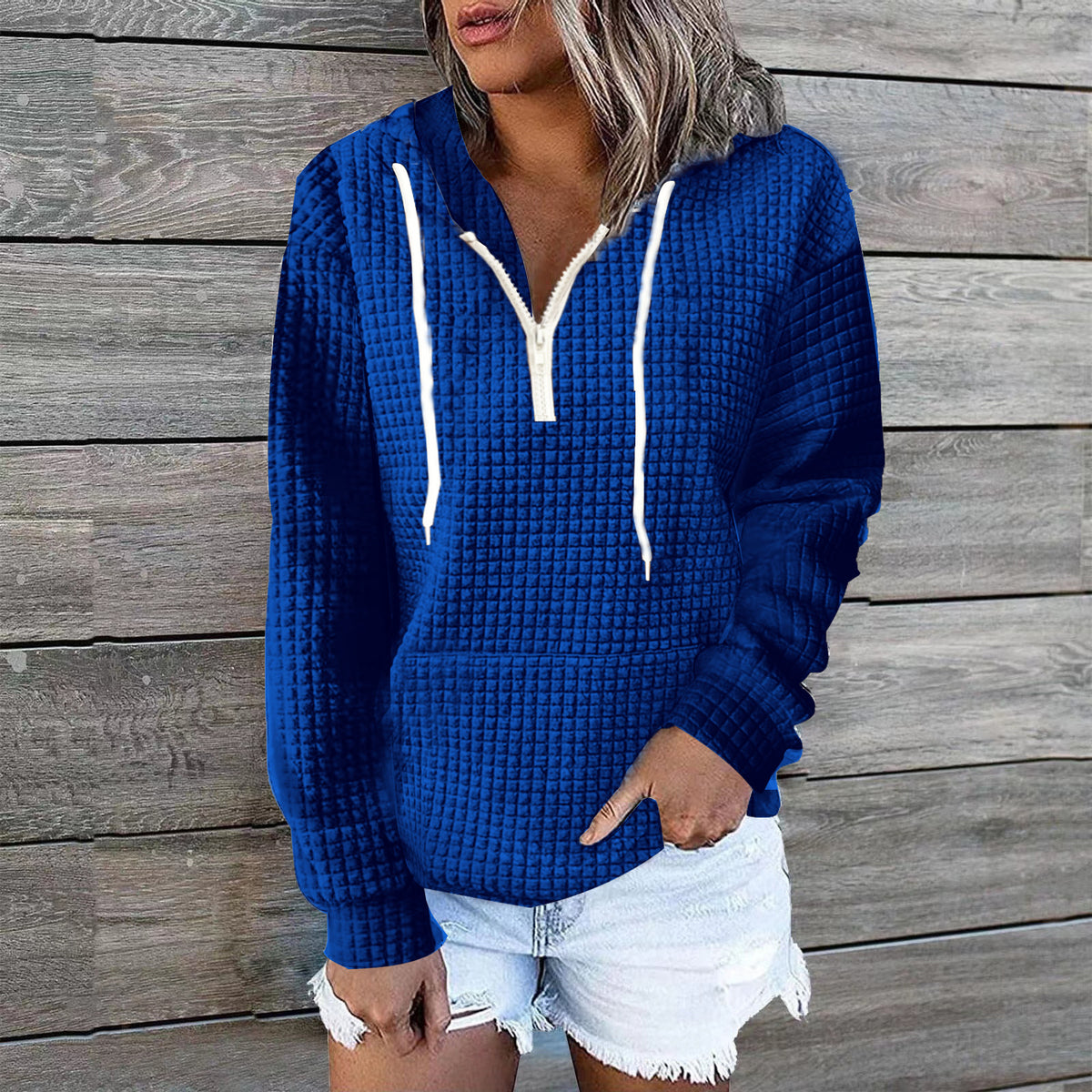 Waffle Half-Zip Hoodie