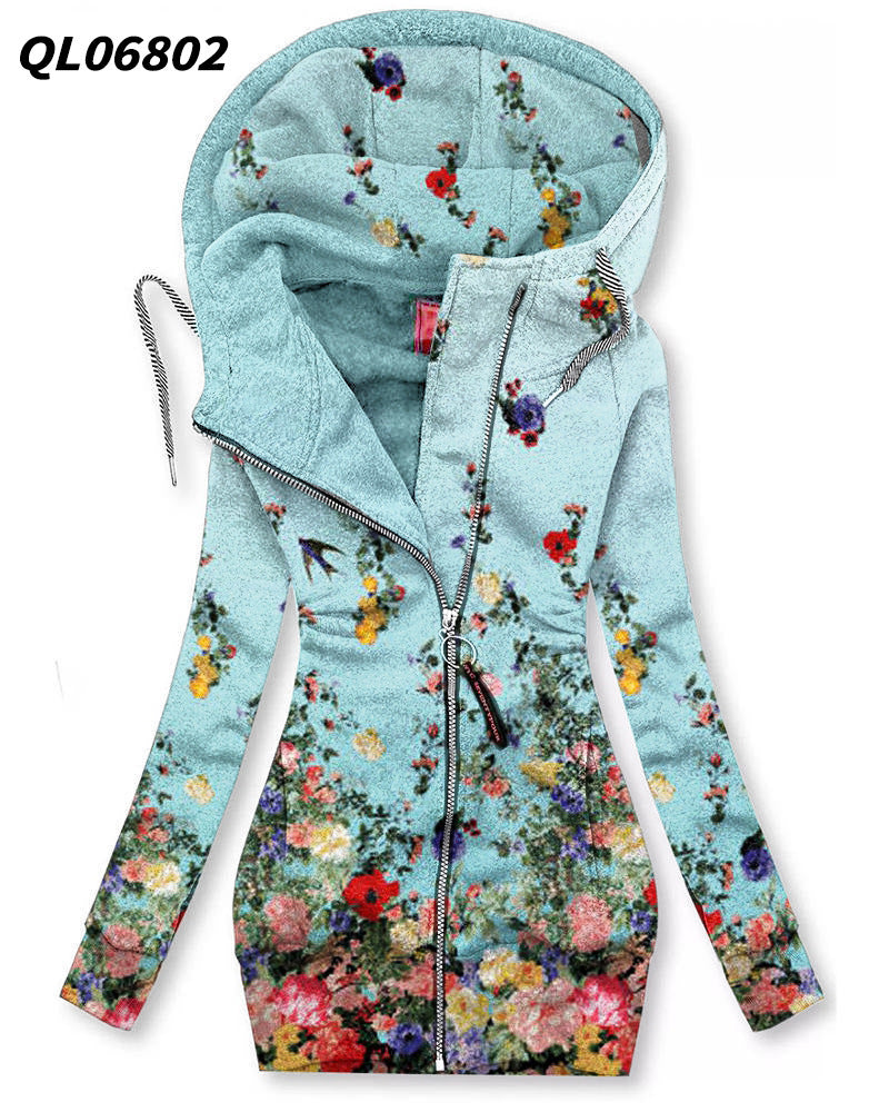 Tropical Bloom Zip Hoodie