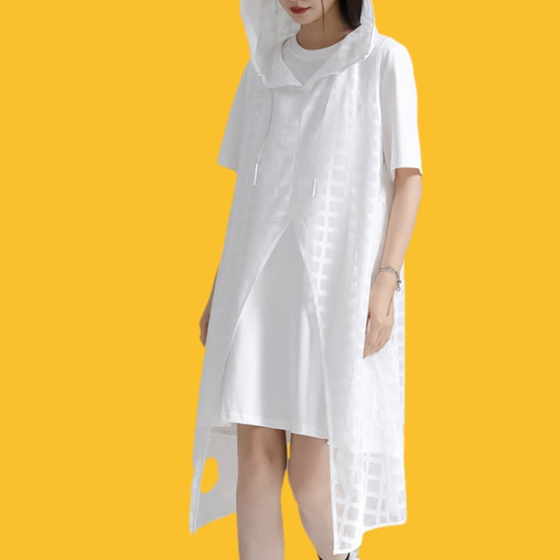Lace Overlay Hoodie Dress Set