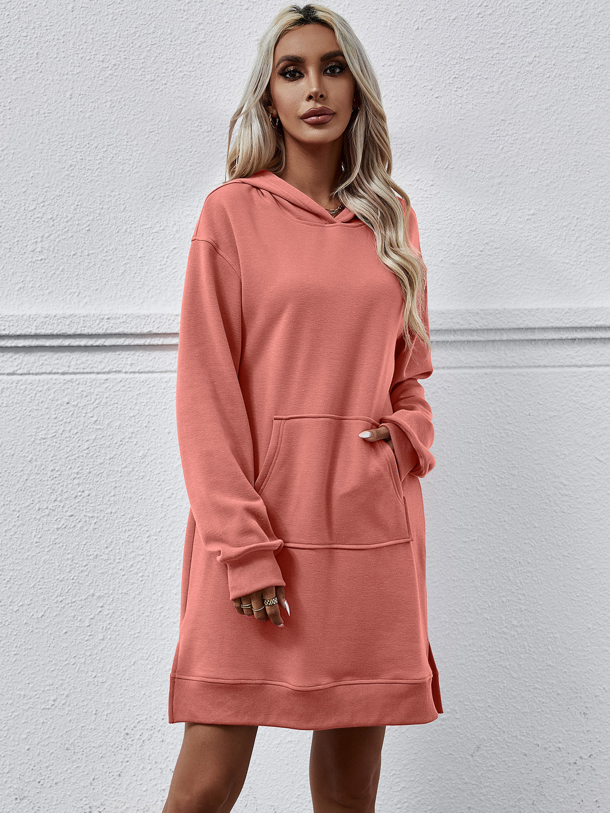 Side Slit Hoodie Dress