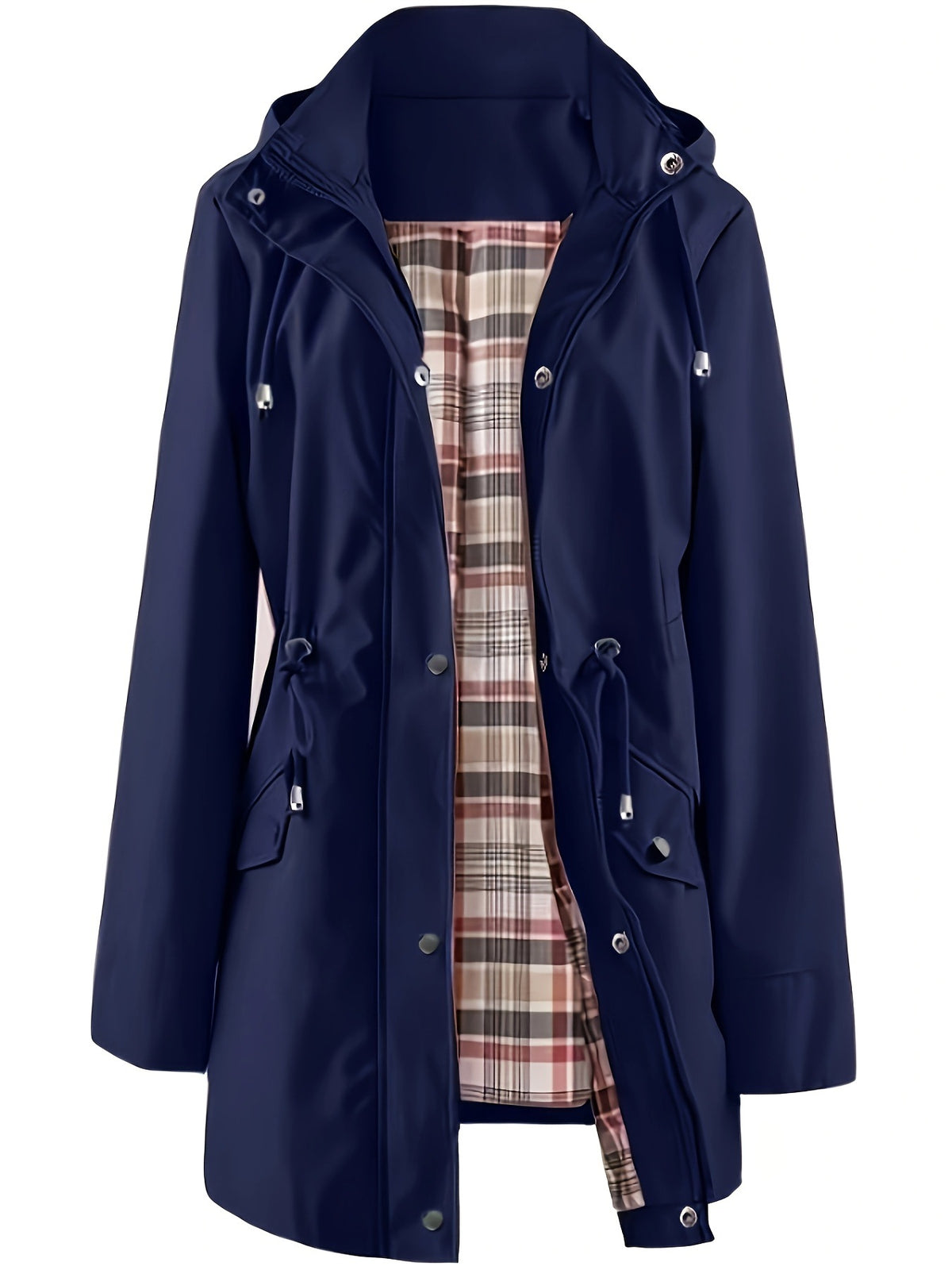 Plaid-Lined Windbreaker Coat