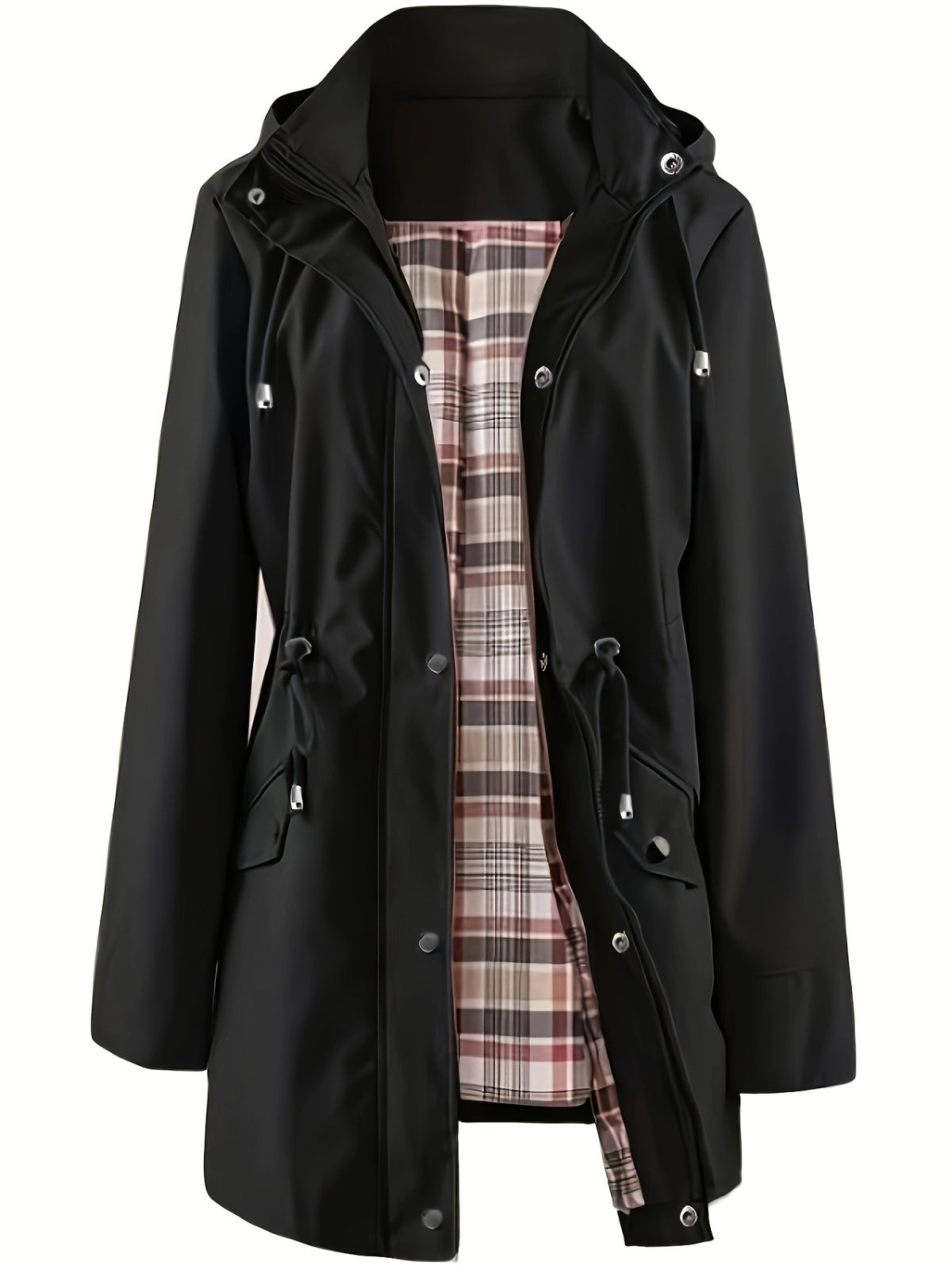 Plaid-Lined Windbreaker Coat