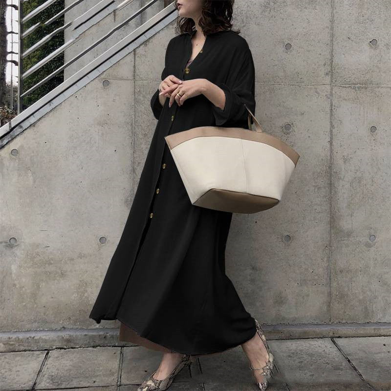 Button-Up Maxi Shirt Dress