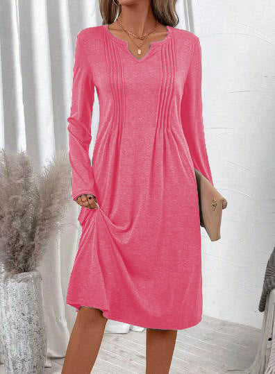 V-Neck Flowy Midi Hoodie Dress