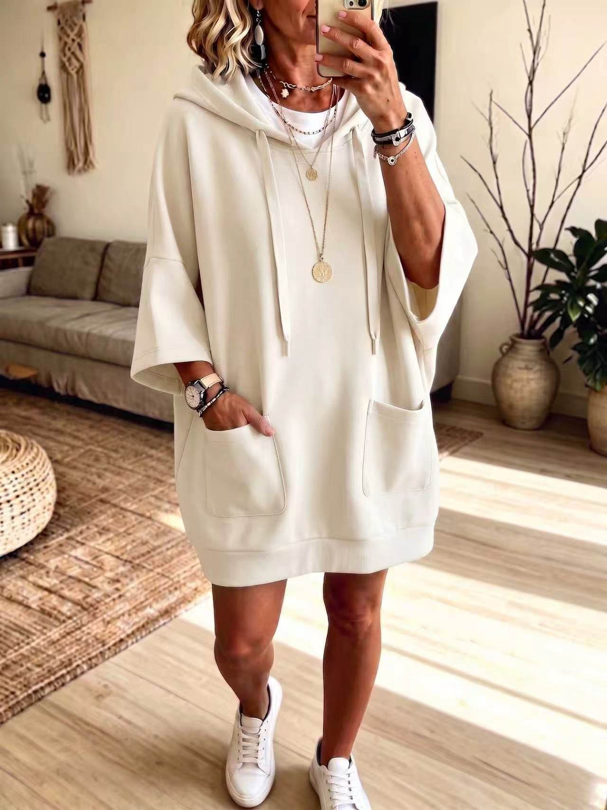 Oversized Pocket Hoodie Dress