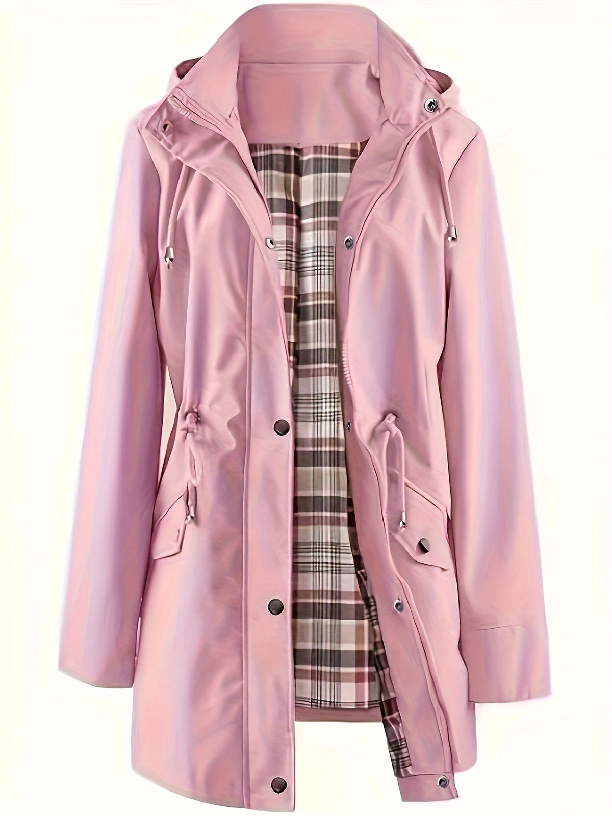 Plaid-Lined Windbreaker Coat