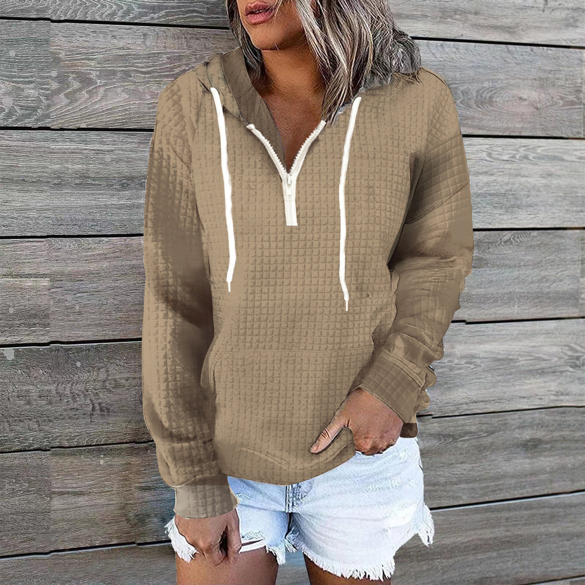 Waffle Half-Zip Hoodie