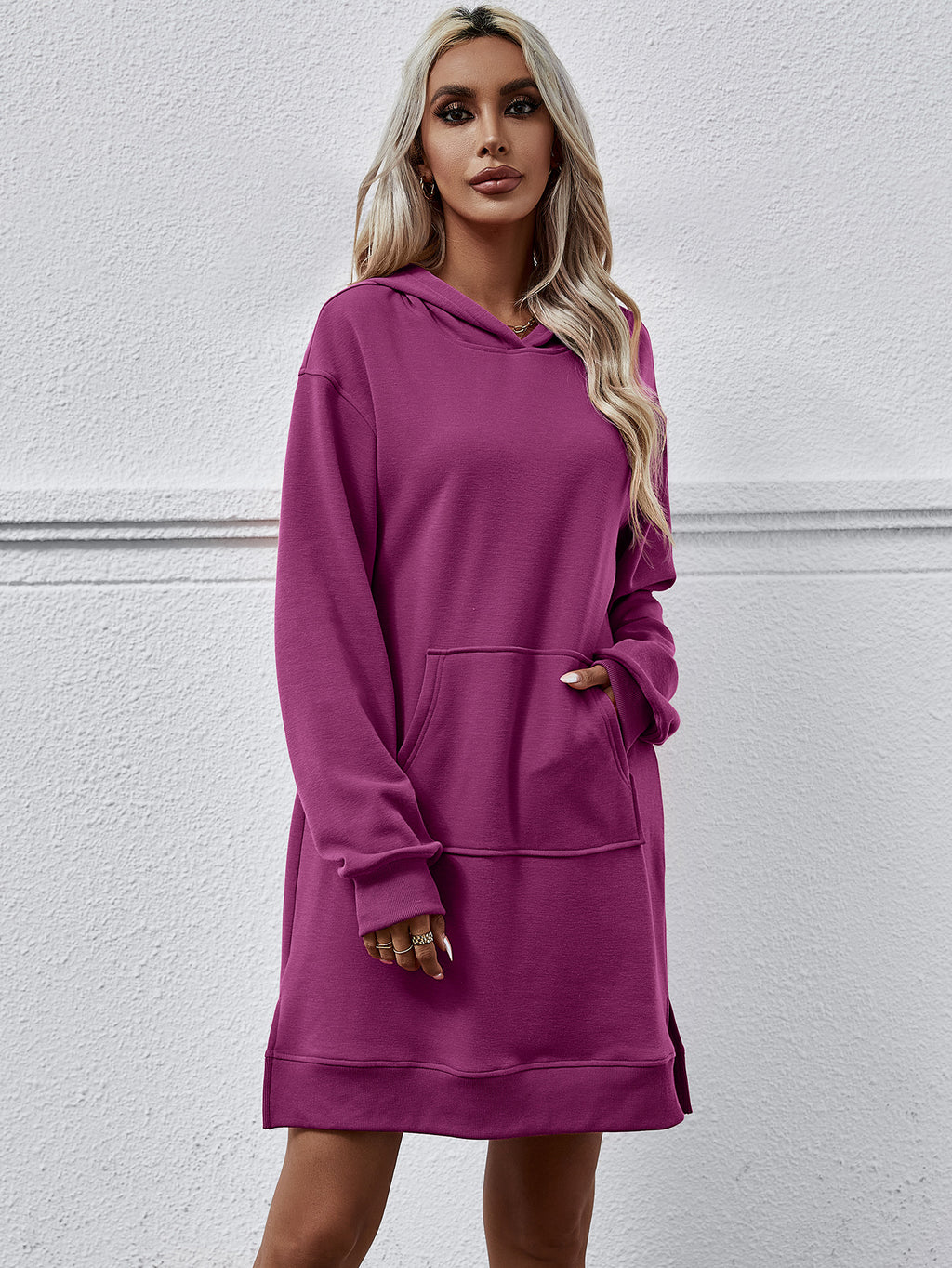 Side Slit Hoodie Dress