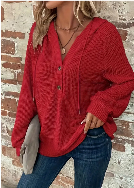 Waffle Knit Henley Hoodie