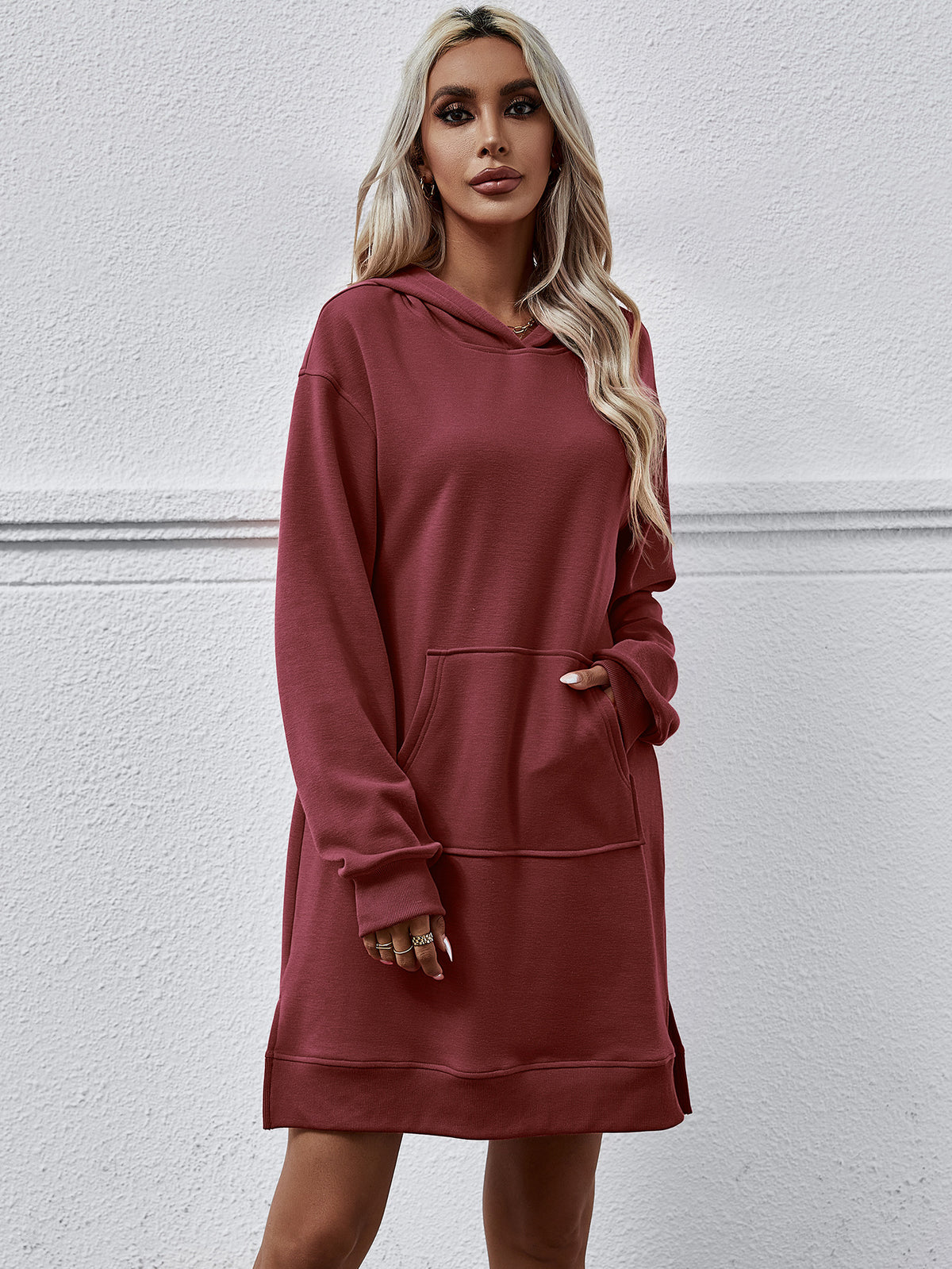 Side Slit Hoodie Dress