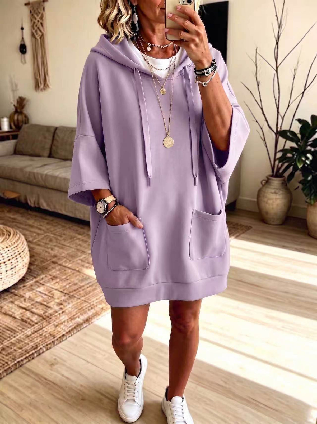 Oversized Pocket Hoodie Dress