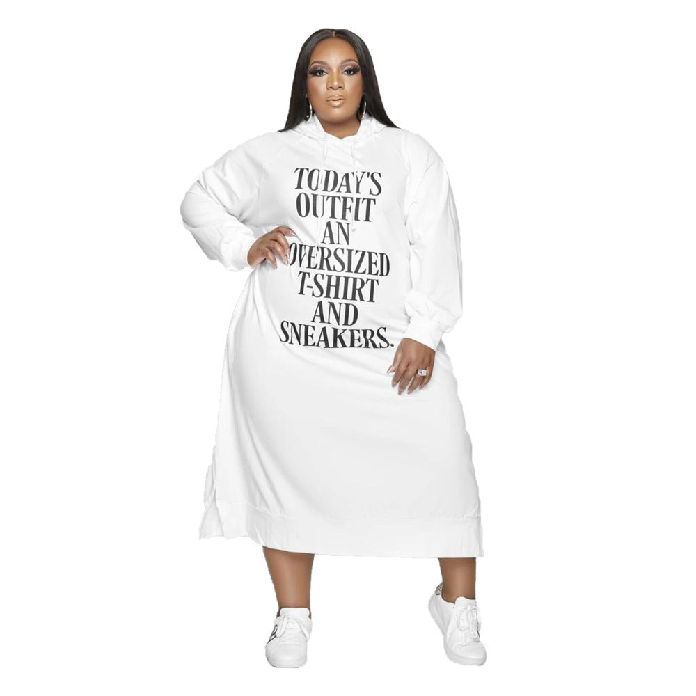 Statement Text Maxi Hoodie Dress