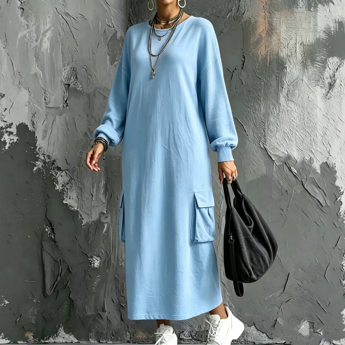Cargo Pocket Maxi Hoodie Dress