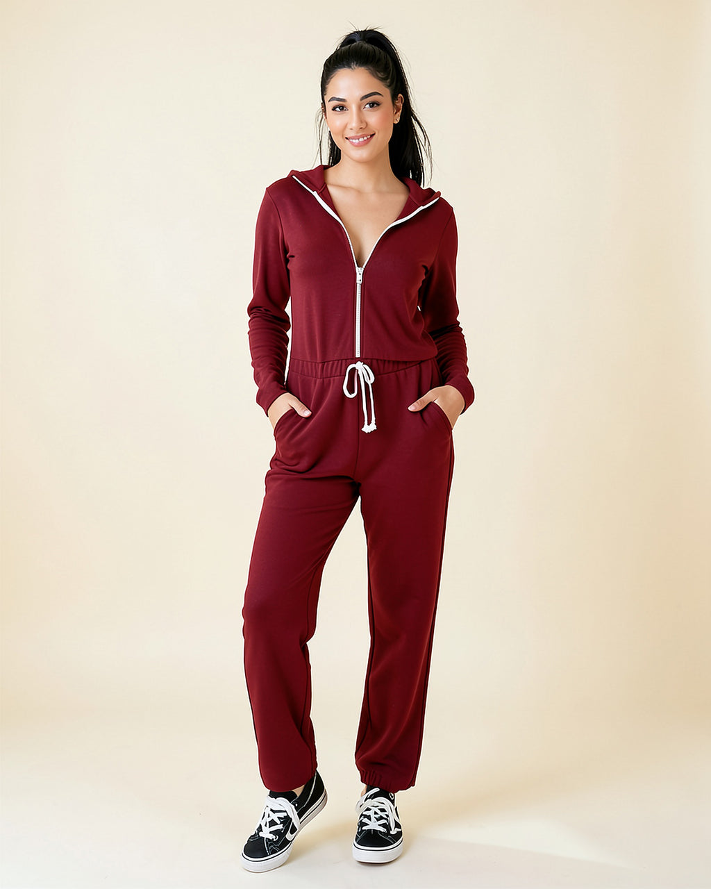 Hooded Zip Utility Jumpsuit