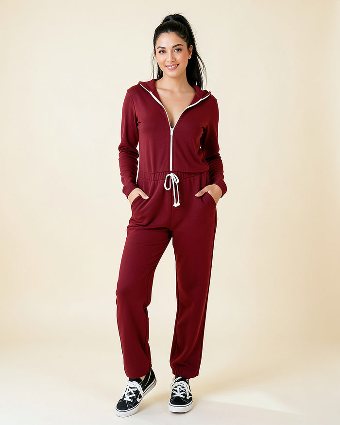 Hooded Zip Utility Jumpsuit