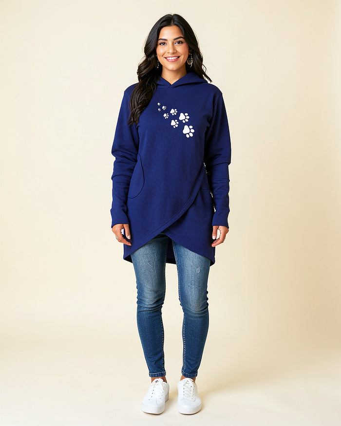 Paw Print Wrap Hoodie