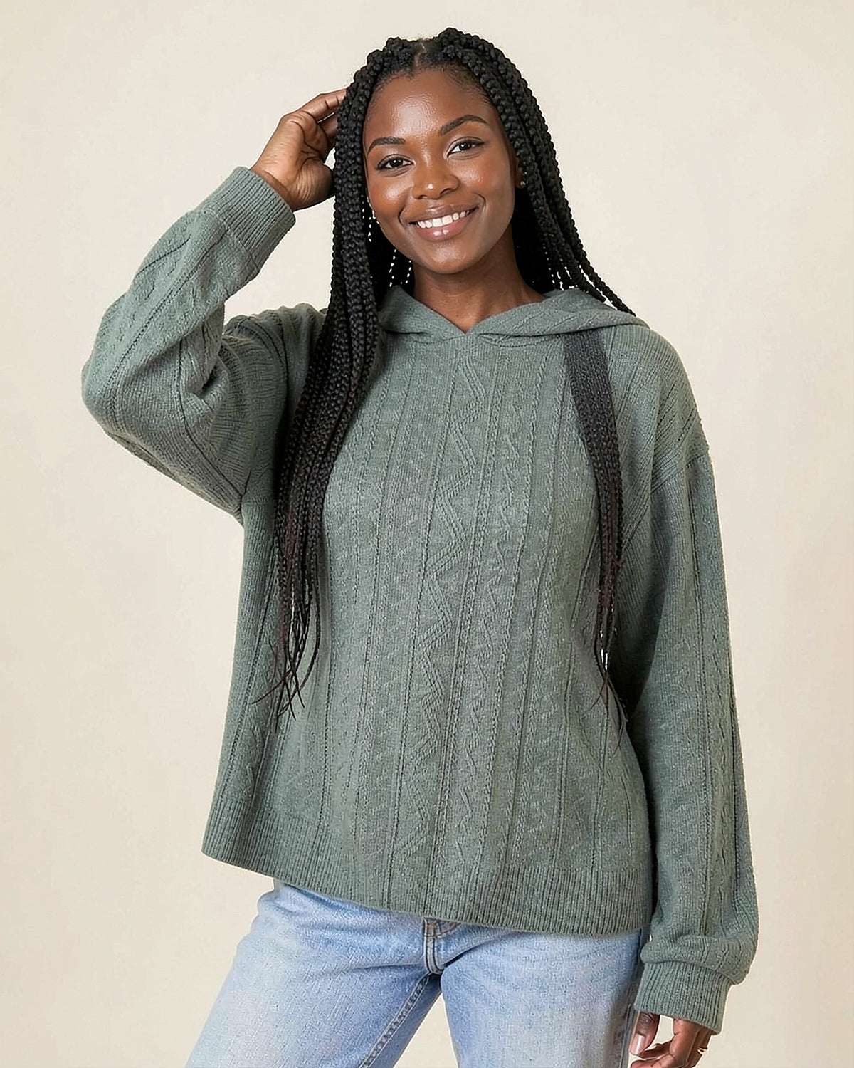 Sage Knit Hoodie Sweater